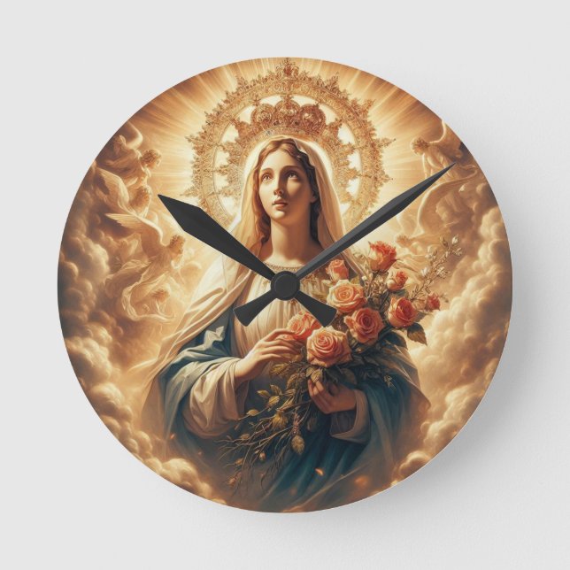Reloj Redondo Mediano Mary Virgin Jesus (Anverso)