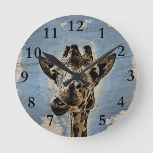 Reloj Redondo Mediano Mascado de jirafa