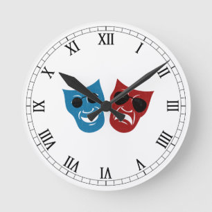 Reloj Redondo Mediano Máscaras del drama con las gafas de sol