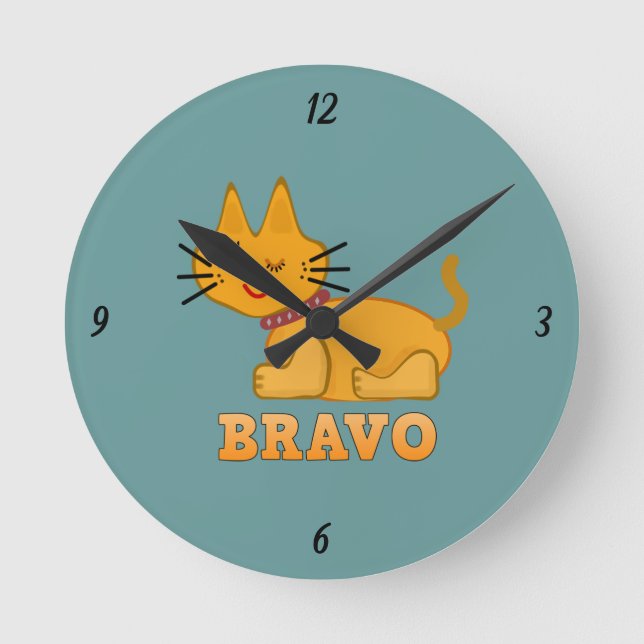 Reloj Redondo Mediano Mascota animal del gato del tigre del perro valien (Anverso)