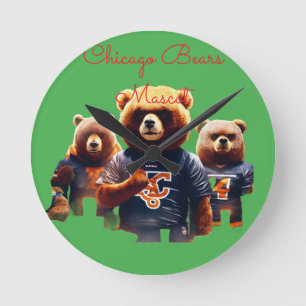 Reloj Redondo Mediano Mascota del Chicago Bears del Bosque Oscuro – Fútb