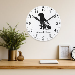 Reloj Redondo Mediano Mascota veterinario Clínica Groomer de tienda