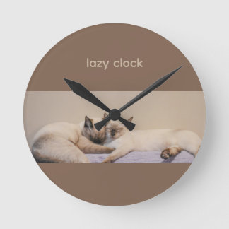 Reloj Redondo Mediano Mascotas Gatos Siameses