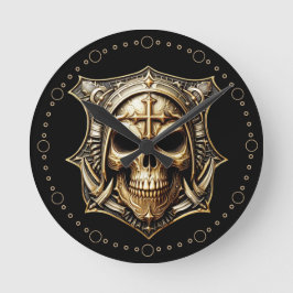 Reloj Redondo Mediano Maske Deathmetal Totenkopf Gold Schild