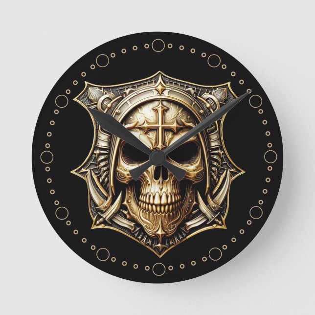 Reloj Redondo Mediano Maske Deathmetal Totenkopf Gold Schild (Anverso)