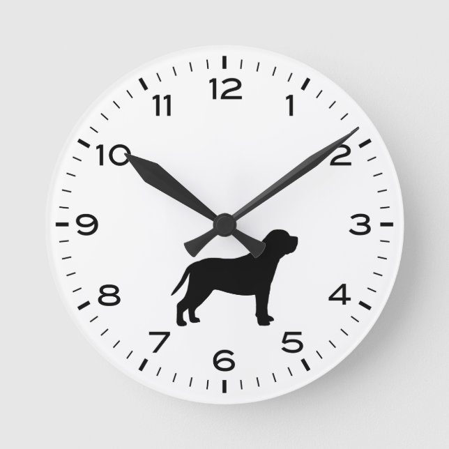Reloj Redondo Mediano Mastiff Perro Raza Silhouette (Anverso)