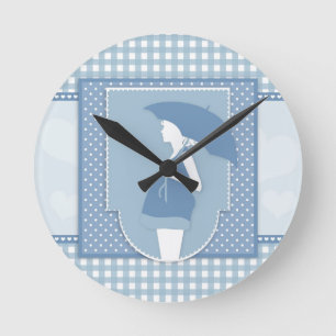 Reloj Redondo Mediano maternidad azul