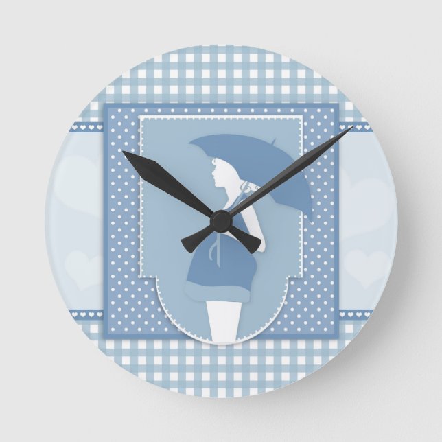 Reloj Redondo Mediano maternidad azul (Anverso)