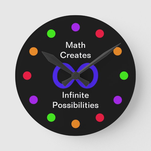 Reloj Redondo Mediano Math Clock -- Math Creates Infinite Possibilities (Anverso)