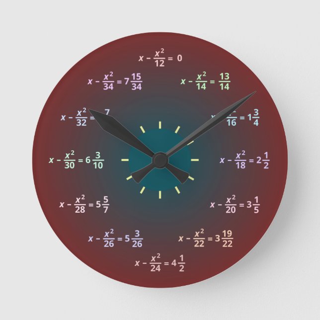 Reloj Redondo Mediano Math wall clock (AM-PM) (Anverso)