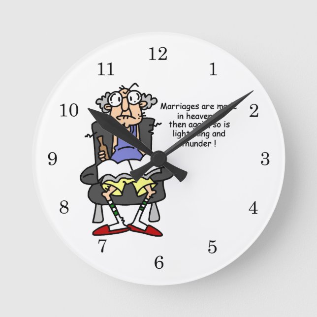 Reloj Redondo Mediano Matrimonio, relámpago, humor trueno (Anverso)