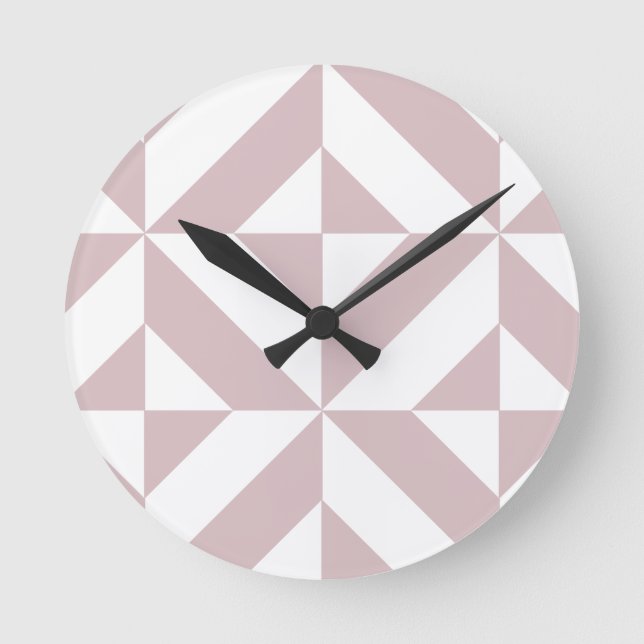 Reloj Redondo Mediano Mauve Geometric Deco Cube Pattern (Anverso)