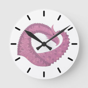 Reloj Redondo Mediano Mauve heart dragon on white
