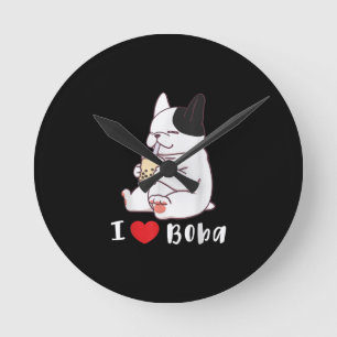 Reloj Redondo Mediano Me encanta el regalo de Bulldog francés de Boba Bu