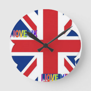 Reloj Redondo Mediano Me encanta la impresión de arte del Reino Unido