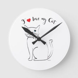 Reloj Redondo Mediano Me encanta mi gato, lindo, Guay