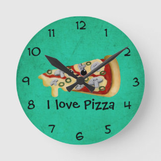 Reloj Redondo Mediano Me encanta Pizza