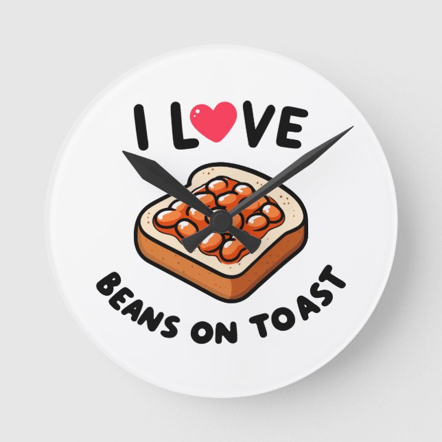 Reloj Redondo Mediano Me encantan los frijoles con tostada (Anverso)