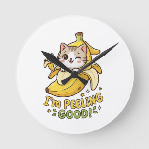 Reloj Redondo Mediano Me estoy pelando bien - divertido plátano kawaii g