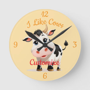 Reloj Redondo Mediano Me Gusta El Arte De Vacas Thunder_Cove
