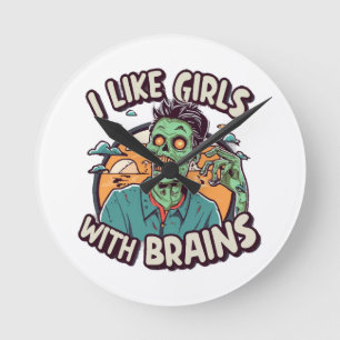 Reloj Redondo Mediano Me gustan las chicas con cerebro
