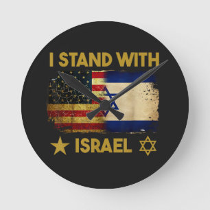 Reloj Redondo Mediano Me mantengo con Israel Bandera de América