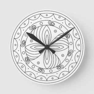 Reloj Redondo Mediano Médalion Solar Floral Trypilliano Minimalista Redo