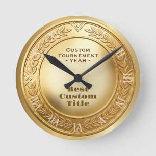 Reloj Redondo Mediano Medalla personalizada 3D realista editable de oro 