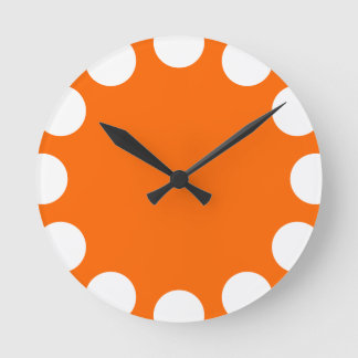 Reloj Redondo Mediano Media luna de color - Blanco con Naranja
