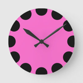 Reloj Redondo Mediano Media luna de color - negro y rosa