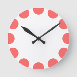 Reloj Redondo Mediano Media luna de color - rosa tropical con blanco