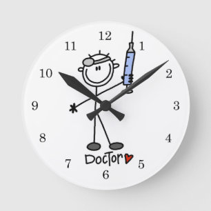 Reloj Redondo Mediano Médico básico de figuras de palitos