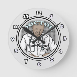 Reloj Redondo Mediano Médico masculino negro retro