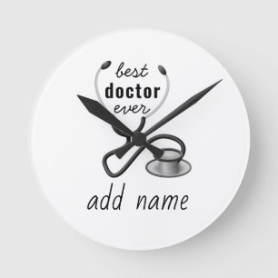 Reloj Redondo Mediano Médico Personalizado Mejor Gracias Médico