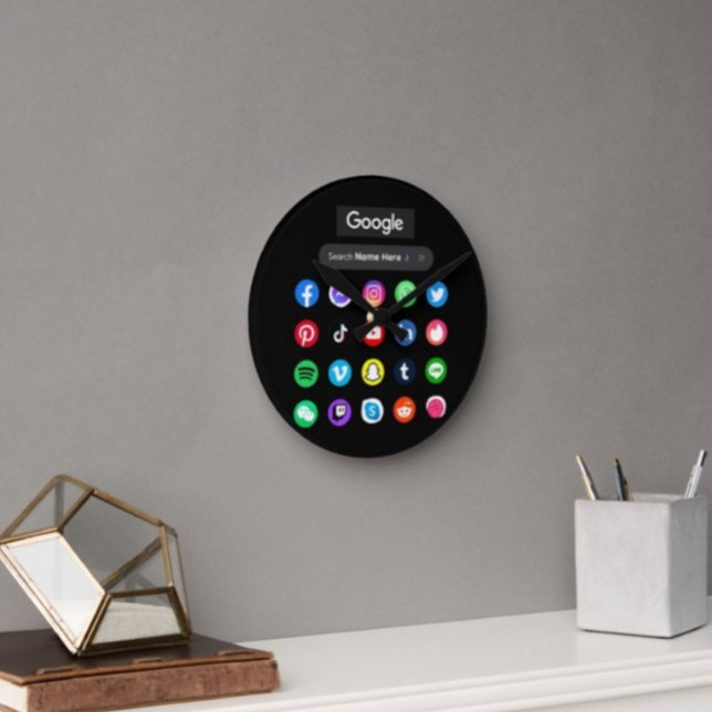 Reloj Redondo Mediano Medios sociales de moda Iconos Google Search Bar B (Subido por el creador)