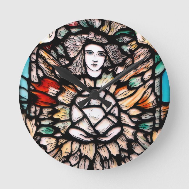 Reloj Redondo Mediano Meditación en colores. (Anverso)