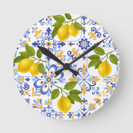 Reloj Redondo Mediano Mediterrenean Citrus Lemon pattern