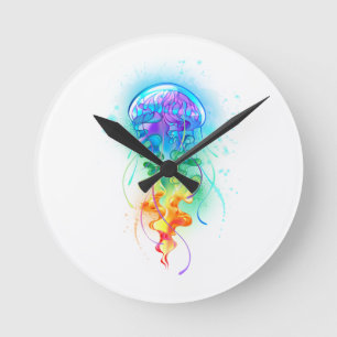 Reloj Redondo Mediano Medusa arcoíris