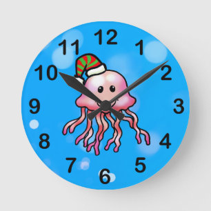 Reloj Redondo Mediano Medusa de Dibujos Animados Festiva y Adorable