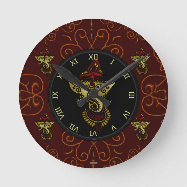 Reloj Redondo Mediano Mehndi Ganesha (Anverso)