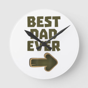 Reloj Redondo Mediano Mejor Papá del Mundo Flecha Gráfica Logo