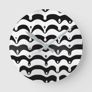 Reloj Redondo Mediano Melancolía de rayas de cebra blanco y negro jazzy