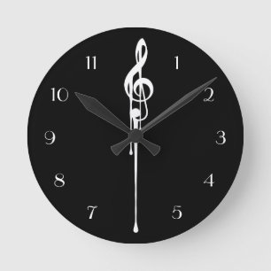Reloj Redondo Mediano MELTPOINT BLACK White G-Clef Custom Numbers