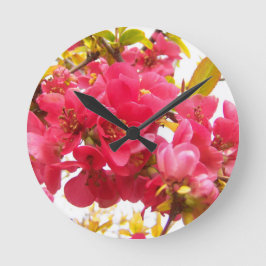 Reloj Redondo Mediano Membrillero de Japón Rosa Flor de Primavera Arbust