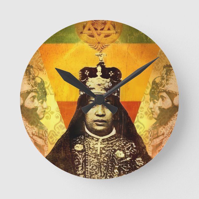 Reloj Redondo Mediano Menen Asfaw Haile Selassie HIM Jah Rastafari  (Anverso)