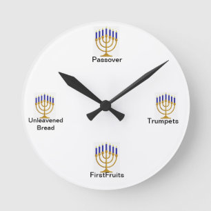 Reloj Redondo Mediano Menorah Festín Days Wall Clock