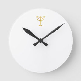 Reloj Redondo Mediano Menorah Gold
