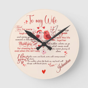 Reloj Redondo Mediano Mensaje de Amor a Mi Esposa Nombre Personalizado R