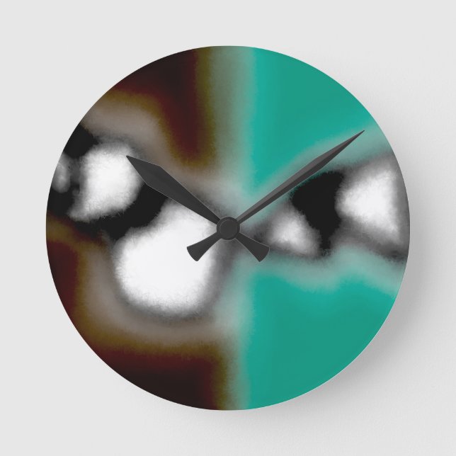 Reloj Redondo Mediano Mensaje en una botella: Resumen de Brown, Verde az (Anverso)