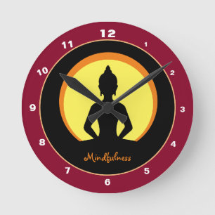 Reloj Redondo Mediano Mentalidad y Meditación Diseño Clock Buda/monje